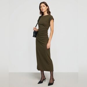 NWT Modern Citizen - Vela Contrast-Stitch Ruched-Waist Dress